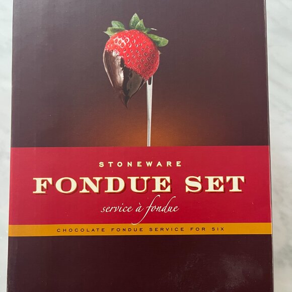 Williams Sonoma Red Stoneware Fondue Set - Picture 3 of 3